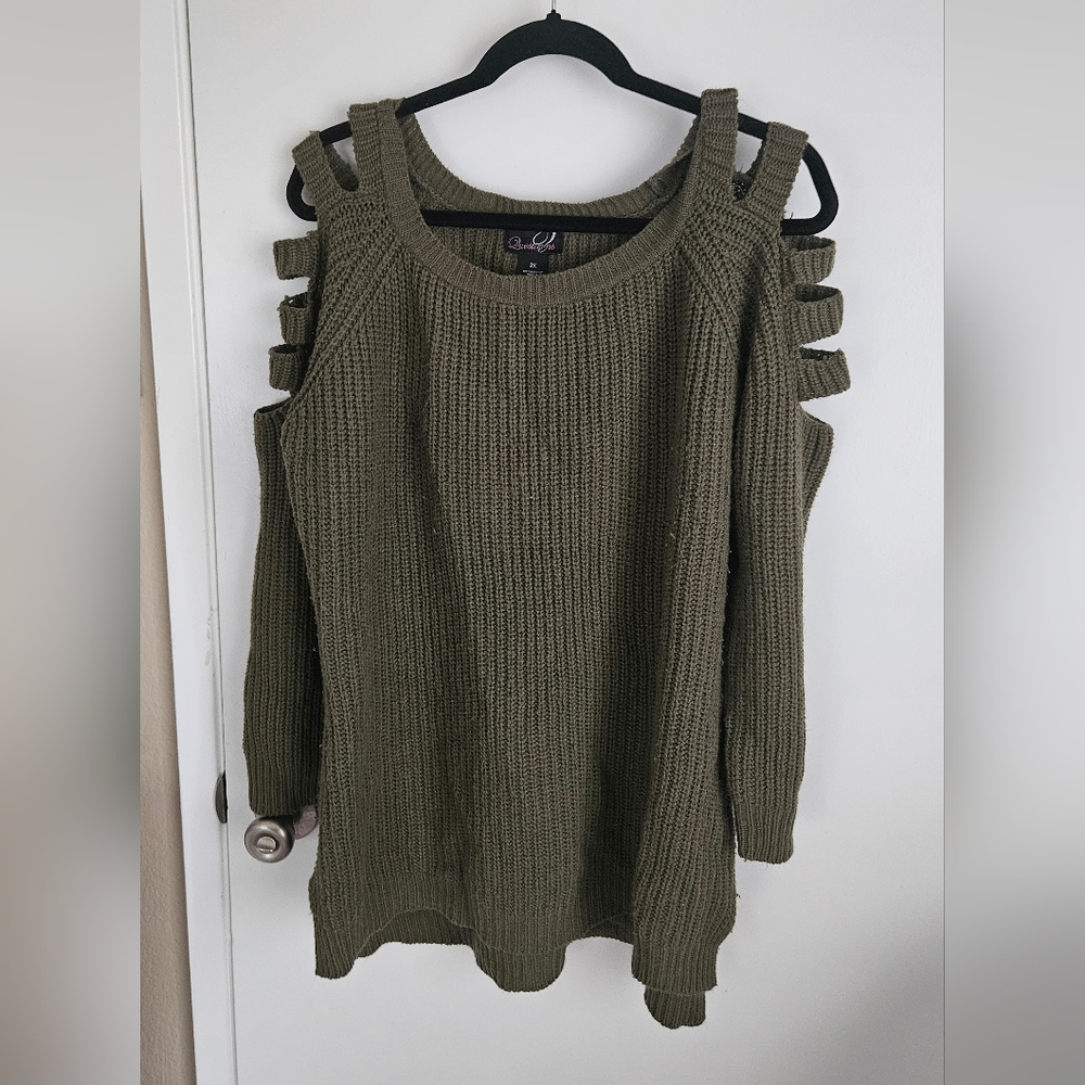 Questions Olive Cut-Out Shoulder Sweater size 2X